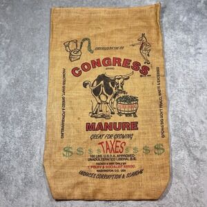 Vintage Congress Manure Burlap Feed Sack Political Humor 35x21 Farm